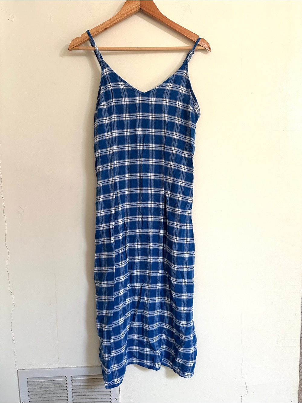 Old Navy Blue Plaid Slip Dress